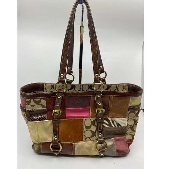 COACH Medium Size Patchwork Multi-Color Tote Bag - Picture 2 of 10